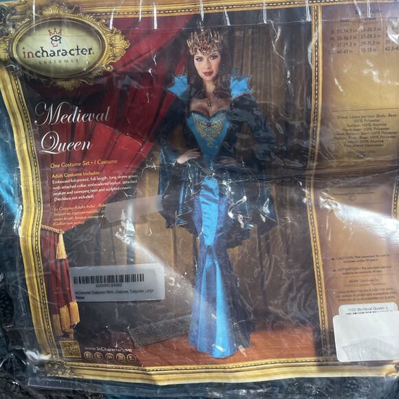 New In Character Adult Large Turquoise Medieval Queen Deluxe Costume - Picture 3 of 7